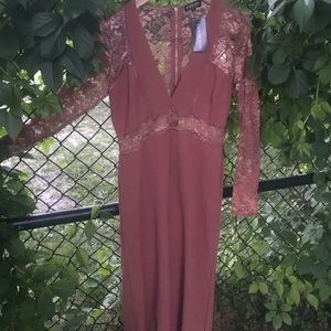 Fashion nova dark blush pink lace jumpsuit